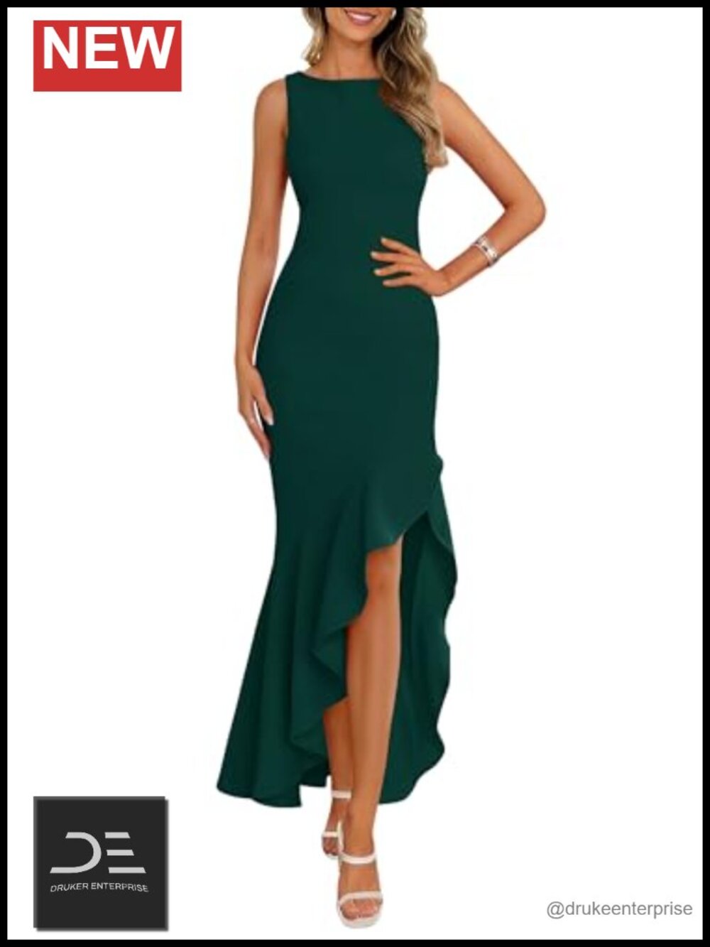 PRETTYGARDEN Ruffle Mermaid Maxi Formal Wedding Guest Dress